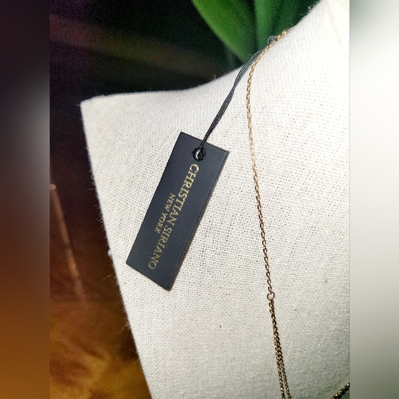 NWT-❤️-Christian Siriano-Goldtone 2 layered-Triangle Necklace - Picture 2 of 4